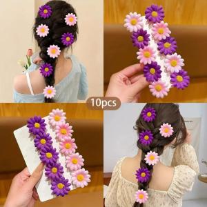 10 Random Color Floral Sweet Style Hair Clips Suitable for Daily Use